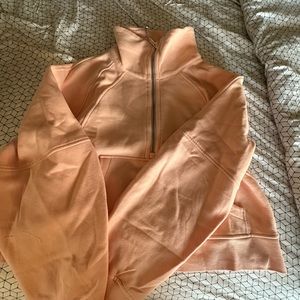 Peach satin funnel neck scuba
